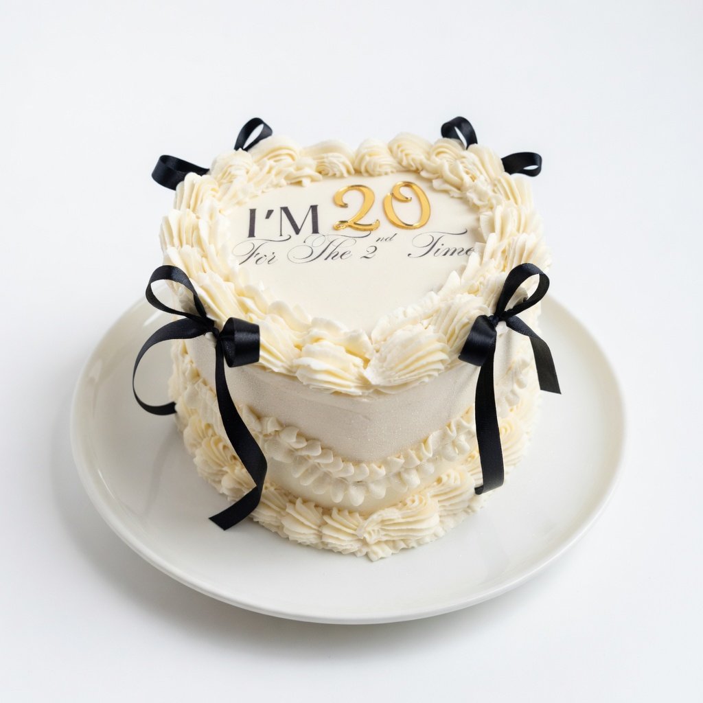 Vintage Heart Ribbon Cake